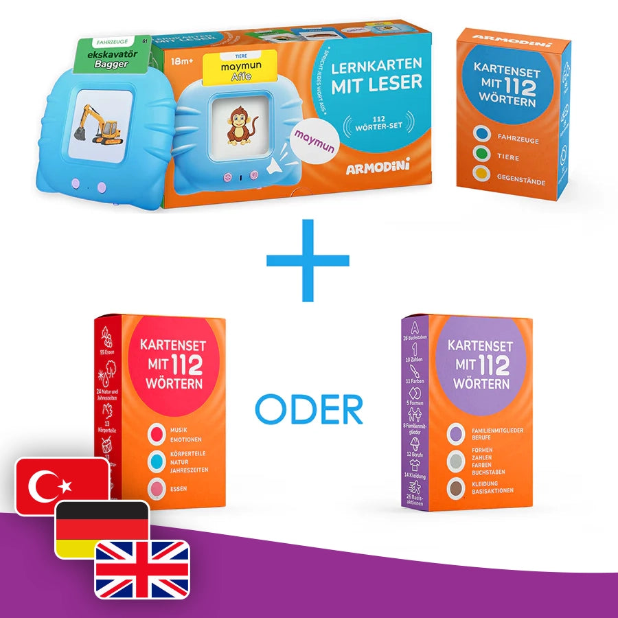 Erweitertes Set: 224 Wörter - auf Türkisch, Deutsch und Englisch