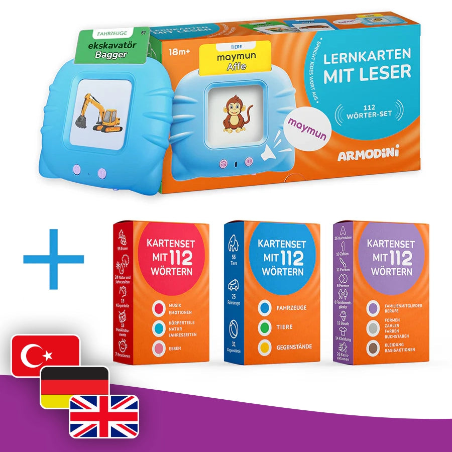 Vollständiges Set: 336 Wörter - auf Türkisch, Deutsch und Englisch